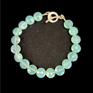 Luminous Handcrafted Silver and Aquamarine Beaded Bracelet